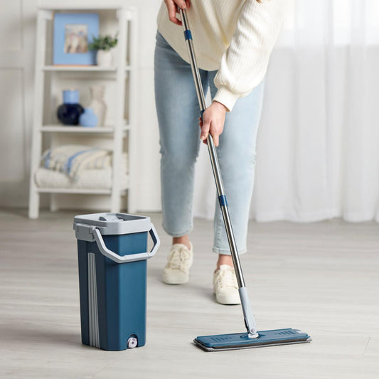 New and EASY 2 Chamber Microfiber Mop and Bucket w/ 4 Reusable Pads