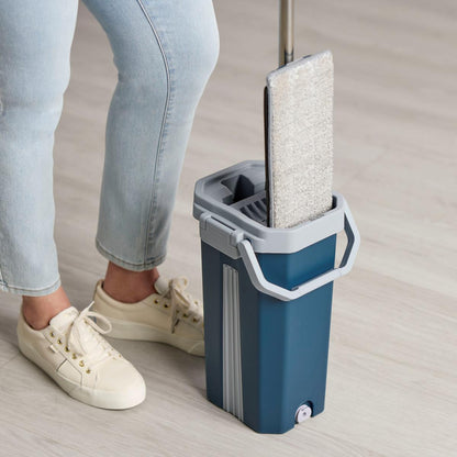 New and EASY 2 Chamber Microfiber Mop and Bucket w/ 4 Reusable Pads